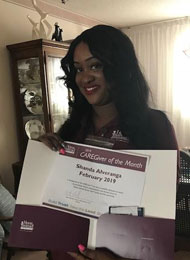 Shanda awarded Brampton Best Caregiver during February 2019
