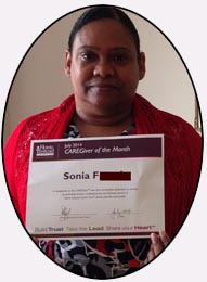 Sonia was Etobicoke Best Caregiver during July 2014