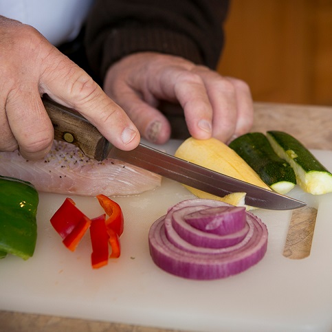 Cutting up vegetables