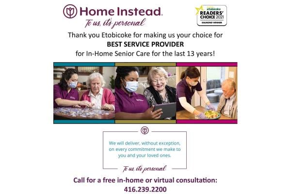 Home Instead Senior Care Etobicoke voted Best In-Home Senior Care for 13 Consecutive Years