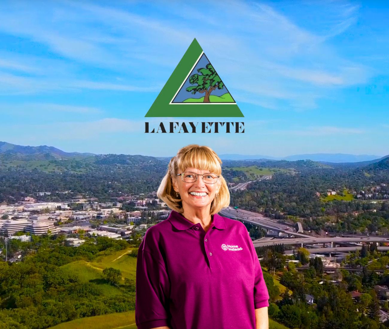 home instead caregiver with lafayette california in the background