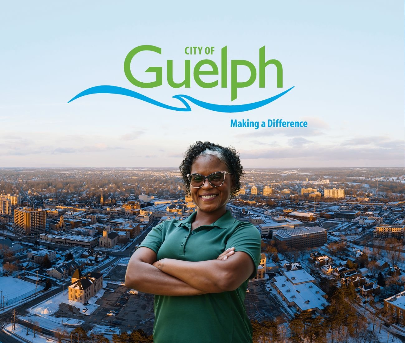 Home Instead caregiver with Guelph, Ontario in the background