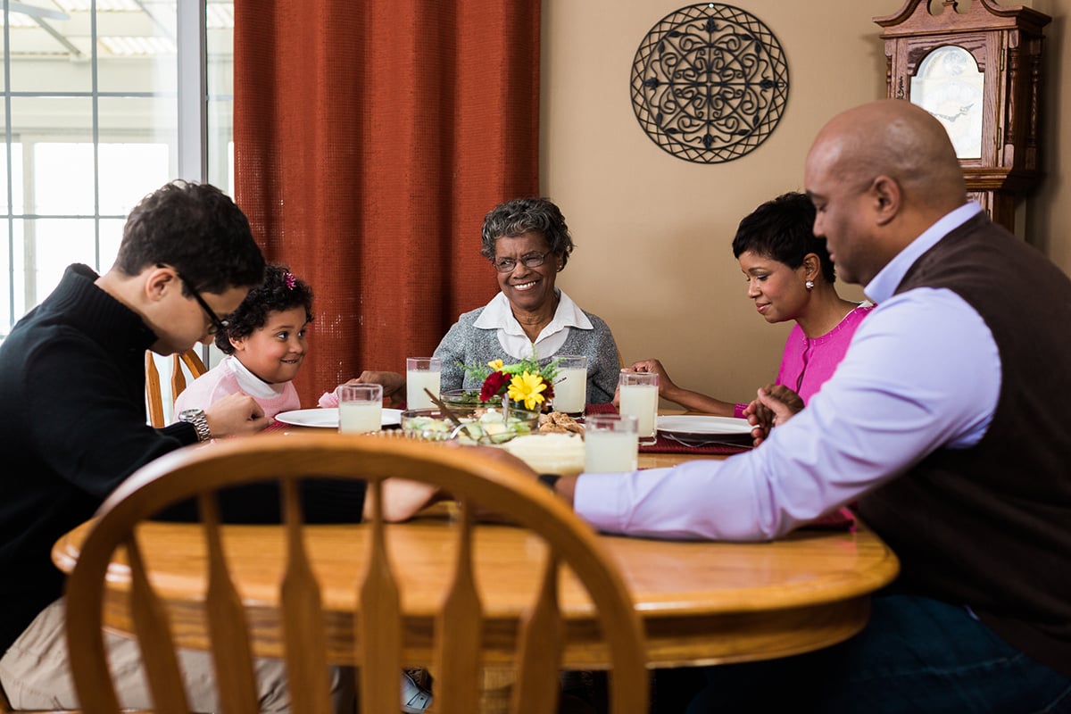 Family sitting at the table