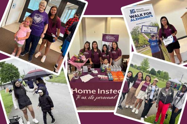 Collage of pictures taken at the Alzheimer's Walk 2024