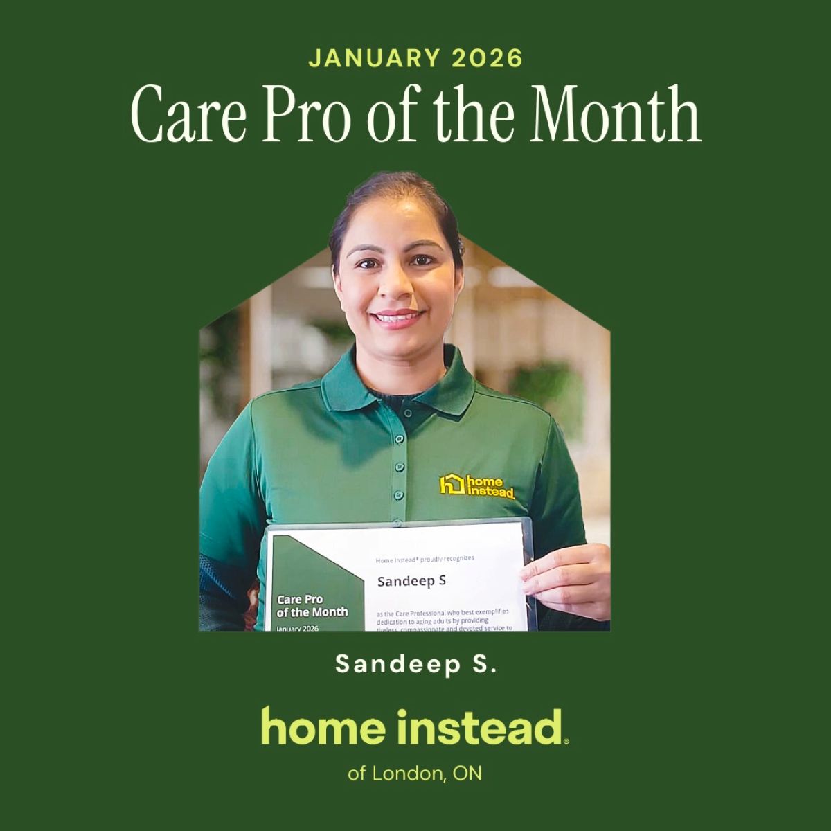 care pro of the month london january