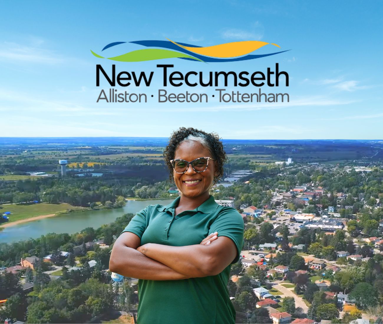 Home Instead caregiver with New Tecumseth, ON in the background