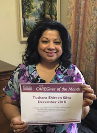 Tushara awarded Brampton Best Caregiver during December 2018