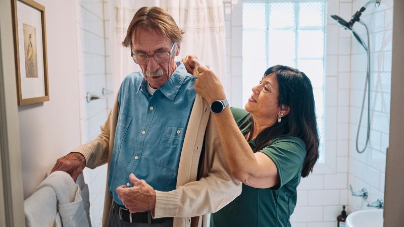 Home Instead caregiver and senior client