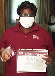 Monique was awarded Brampton Best Caregiver during August 2020