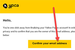 Yellow Pages email confirmation