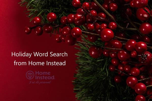 Holiday Word Search from Home Instead San Diego- Christmas Holly Themed