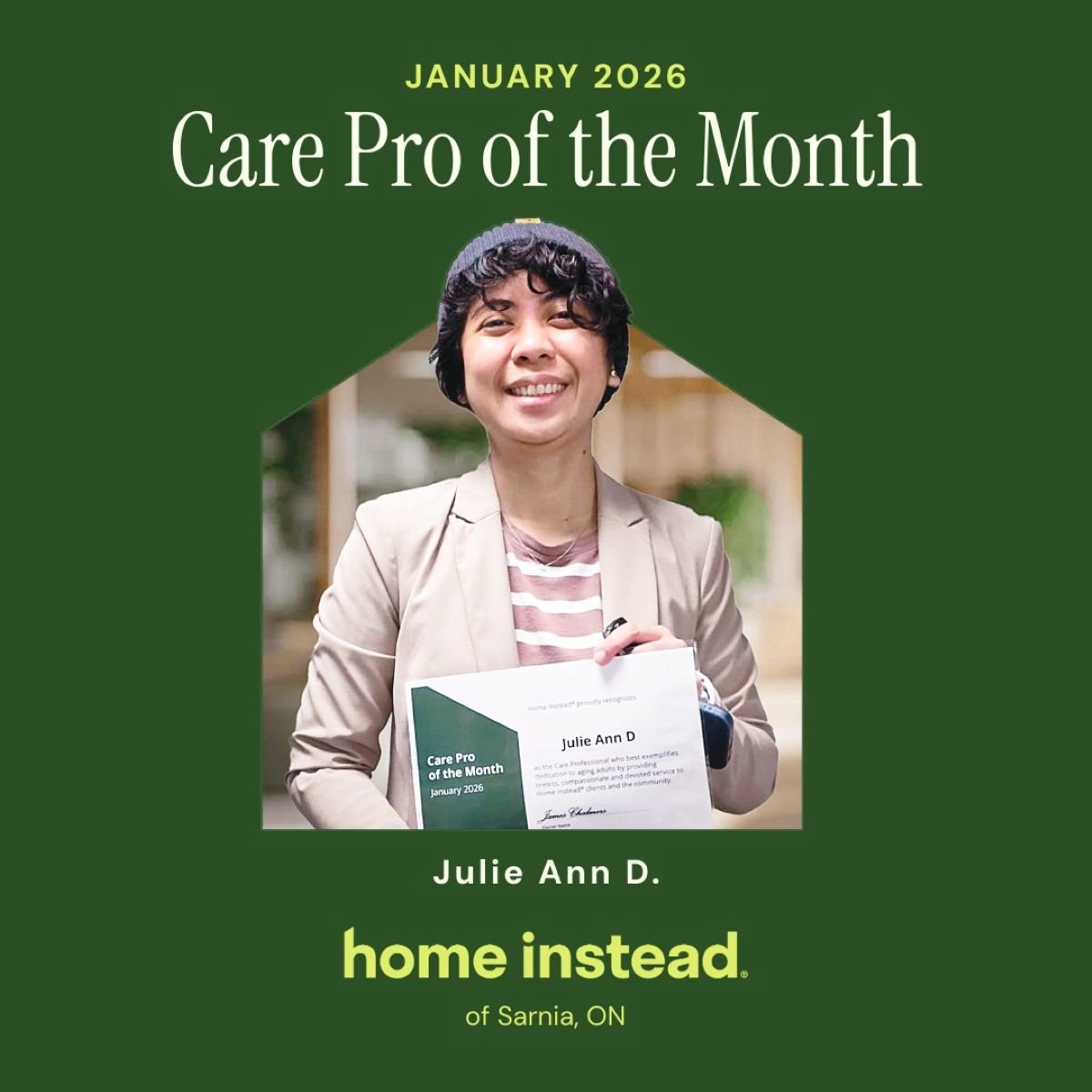 care pro of the month January Sarnia 1 